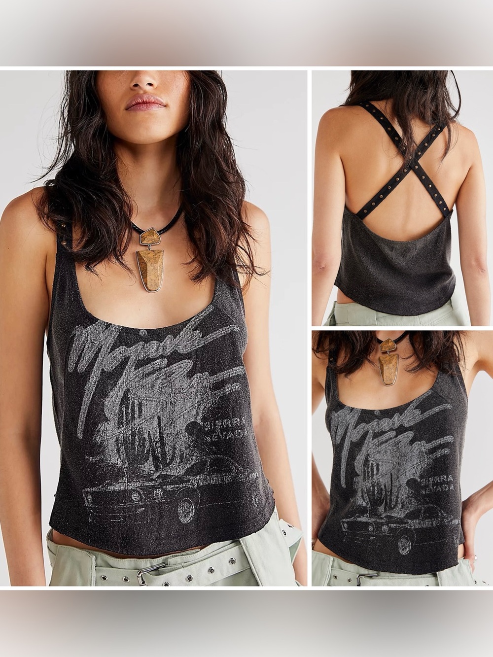 NWT Free People We the Free Chain Reaction Tank - black motif - Medium